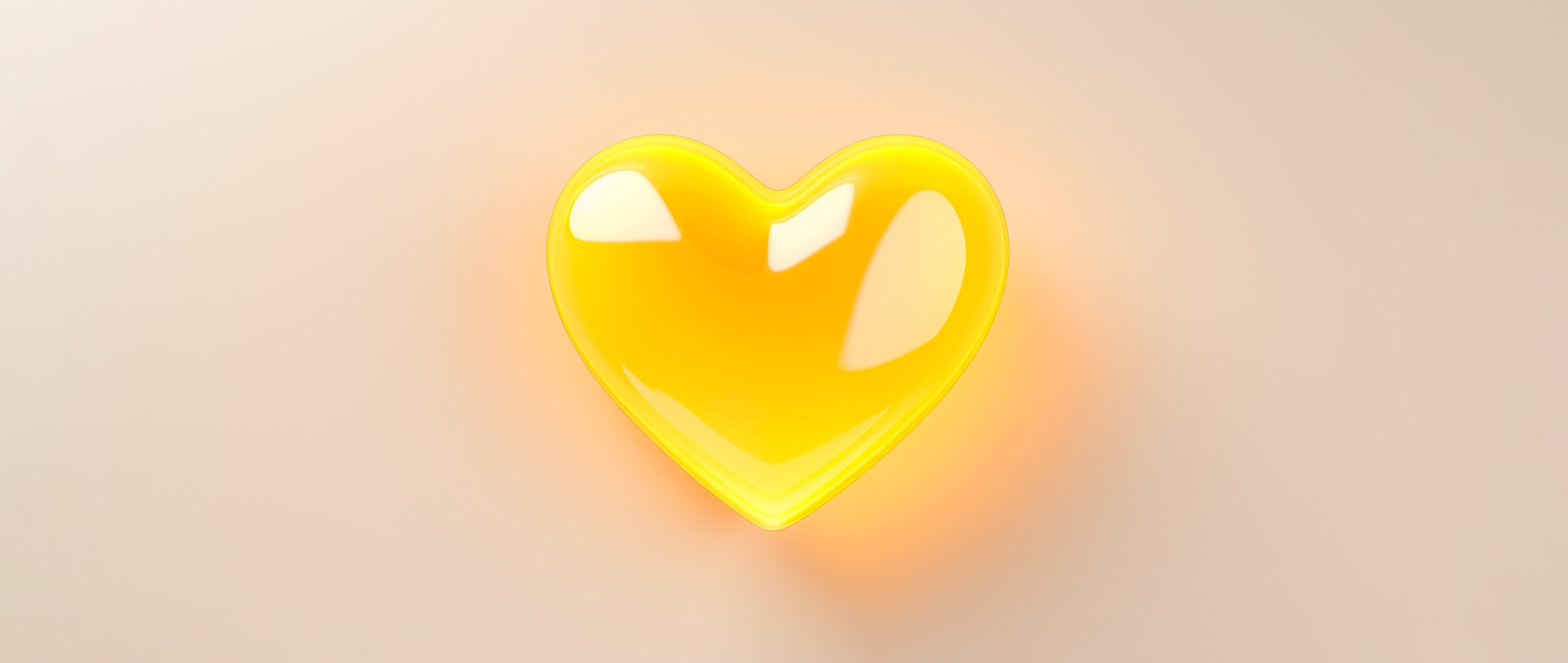 A gold heart on a light peach background.