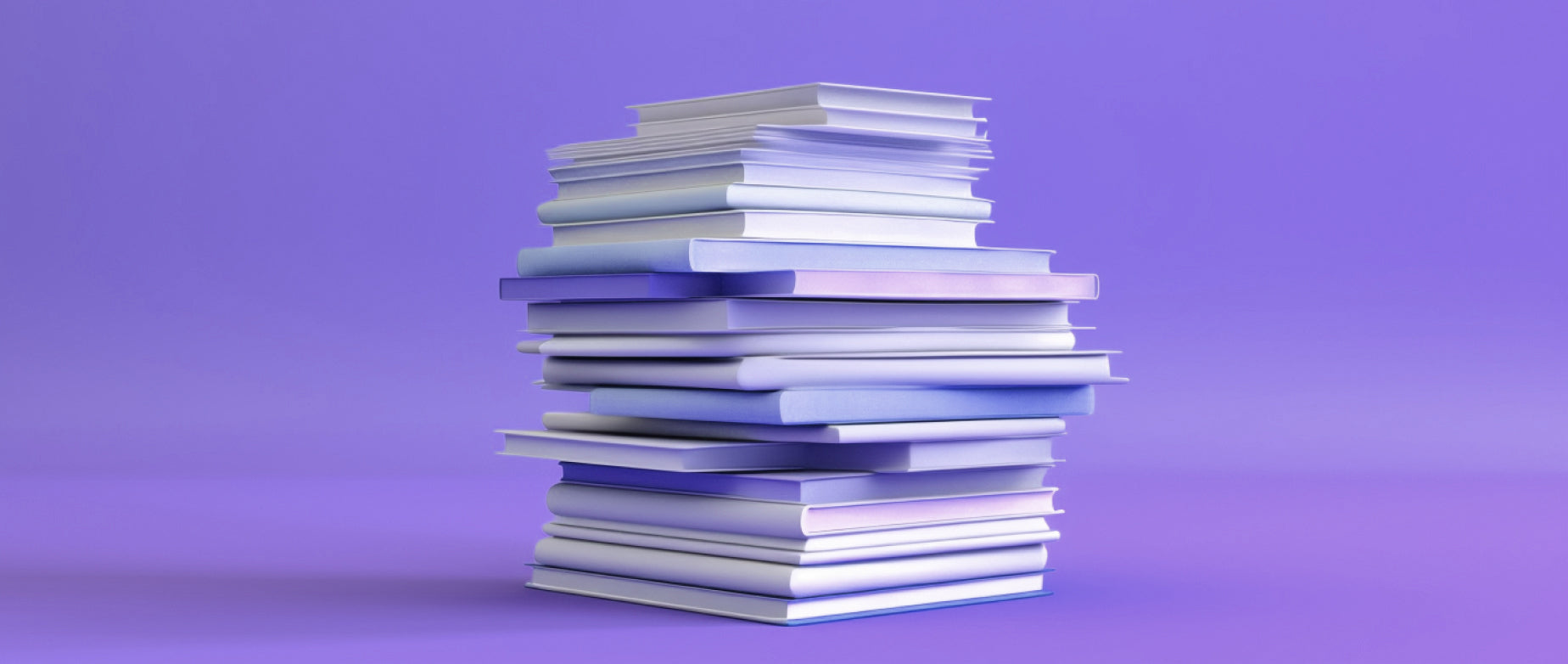 a stock of books on purple background representing business plan examples