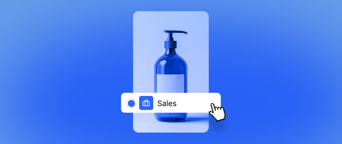 A listing for a cosmetics product is selected for a Meta ad targeting sales