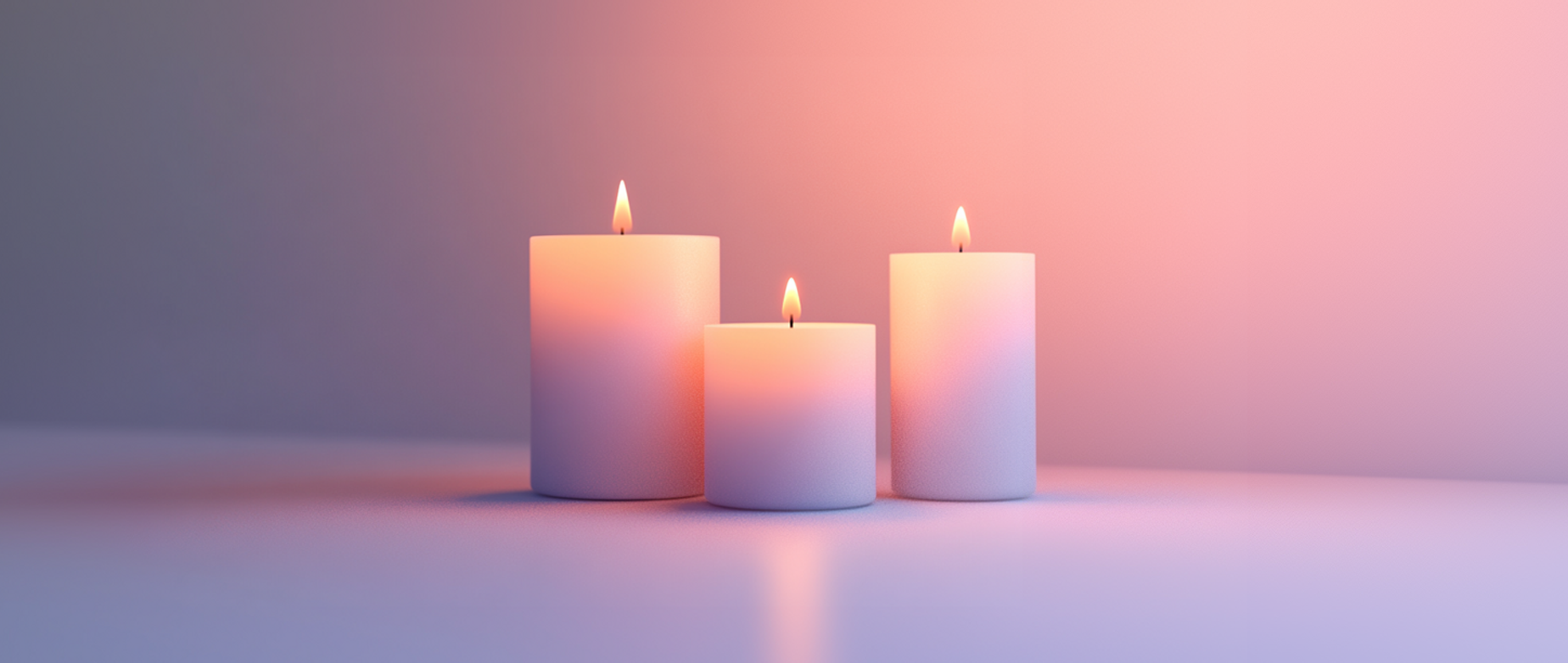 three candles on purple background representing making candles