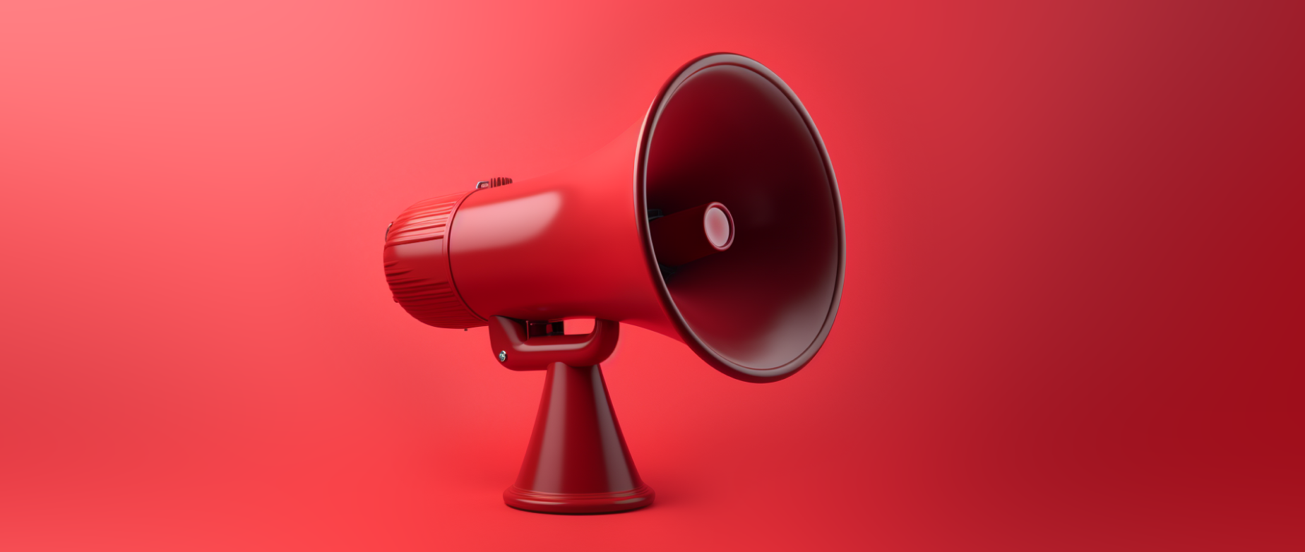 a red megaphone on red background representing youtube channel promotion