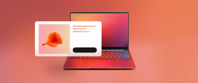 A laptop with an orange hat representing a landing page design.