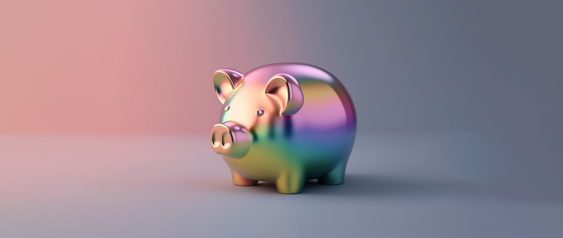 an iridescent piggy bank