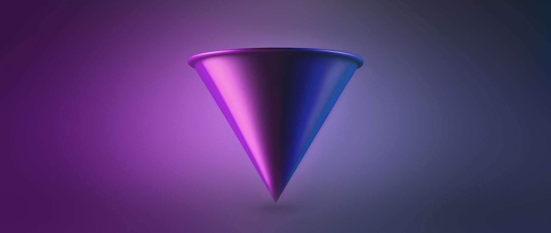 a funnel on a purple background representing a marketing plan