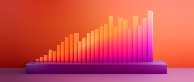 A graph showing bars of varying lengths against a gradient background