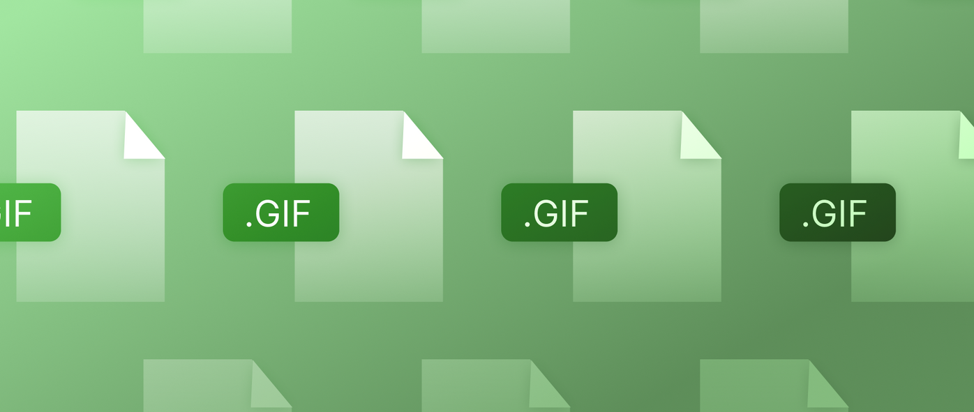 Rows of .GIF file icons on a green background.