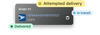 The delivery status for a package changes from 'in transit', 'attempted delivery', to 'delivered'.