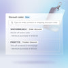 A UI window shows options for discount codes. With two discount codes displayed.
