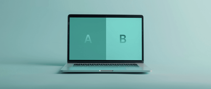 un computer con a e b sullo schermo che rappresentano il test A/B