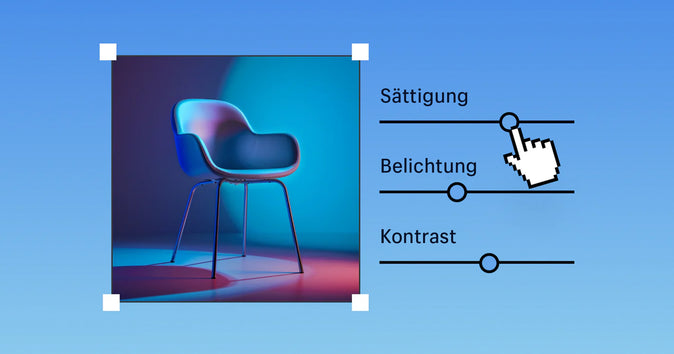 Eine Grafik, die die Bearbeitung eines Produktfotos zeigt.