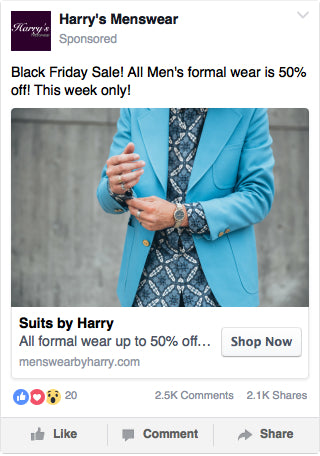 Facebook Men's Fashion Ad Example