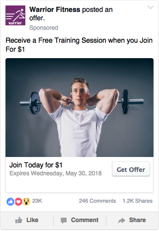 Facebook Broad Targeting Example - Fitness