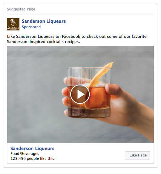 Facebook Page Like Ad Example - Liquers