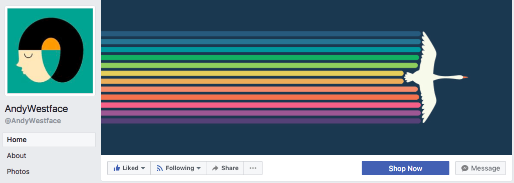 A simple and minimalist Facebook cover photo design goes a long way-- as evidenced by Andy Westface.