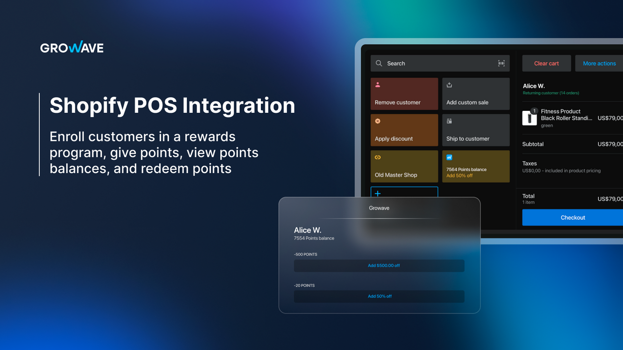 Growave integrates with Shopify POS to redeem points and rewards