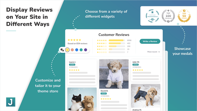 Display unlimited reviews on your Shopify site with widgets