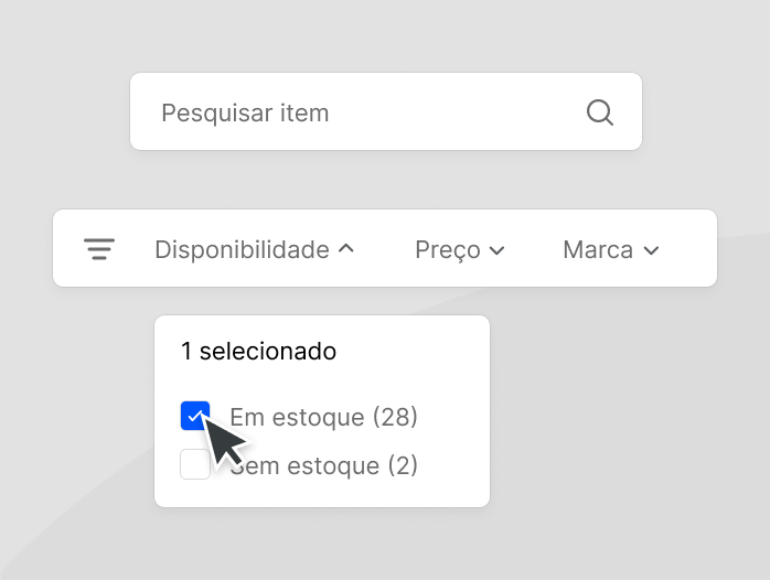 Interface de pesquisa e filtragem da Shopify