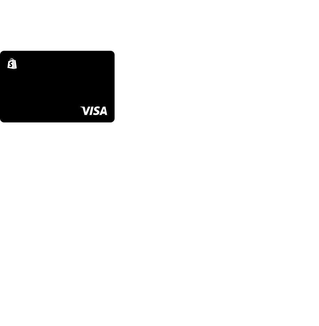 A black Shopify Balance card with a Visa logo.