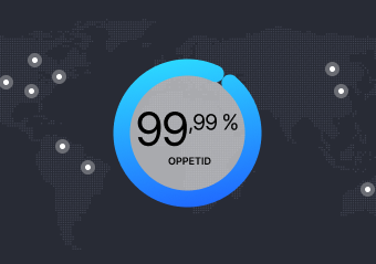 Et verdenskort med en statistik, der viser 99,99 % oppetid