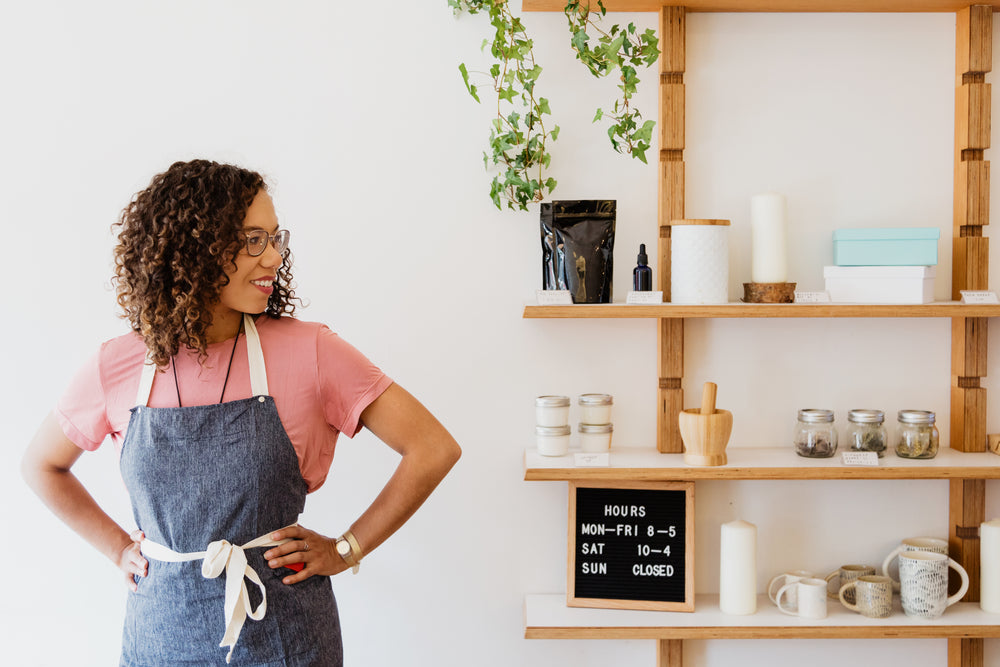 a woman in her shop