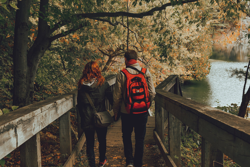 autumn walk hand in hand