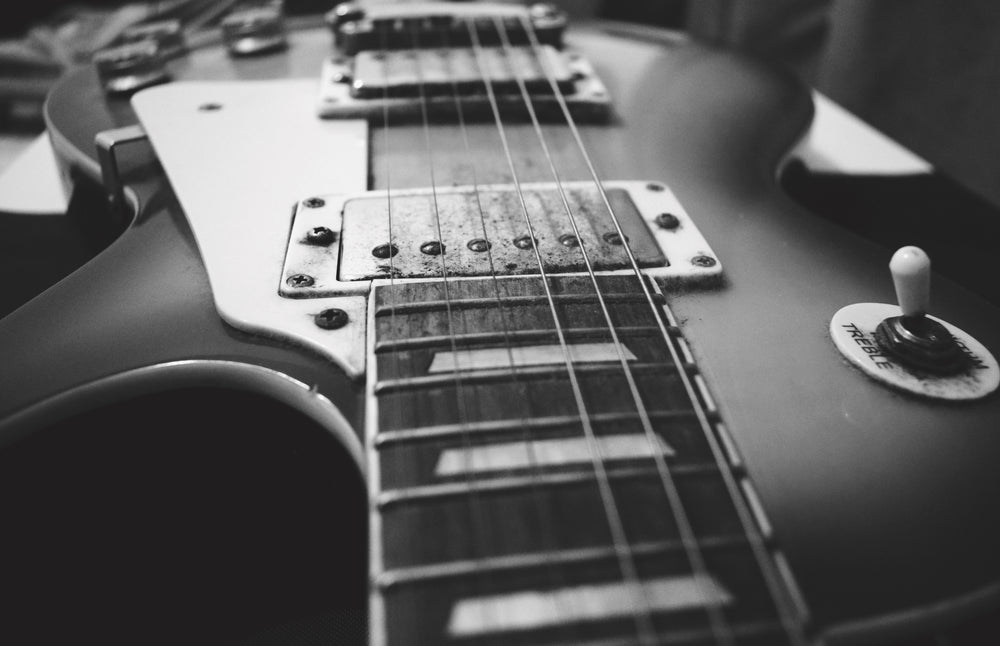 black and white electric guitar