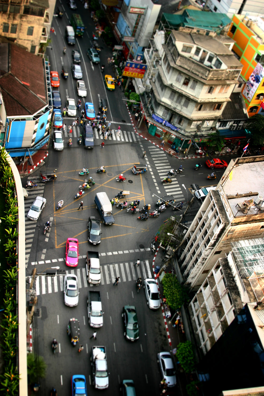 busy thai intersection above