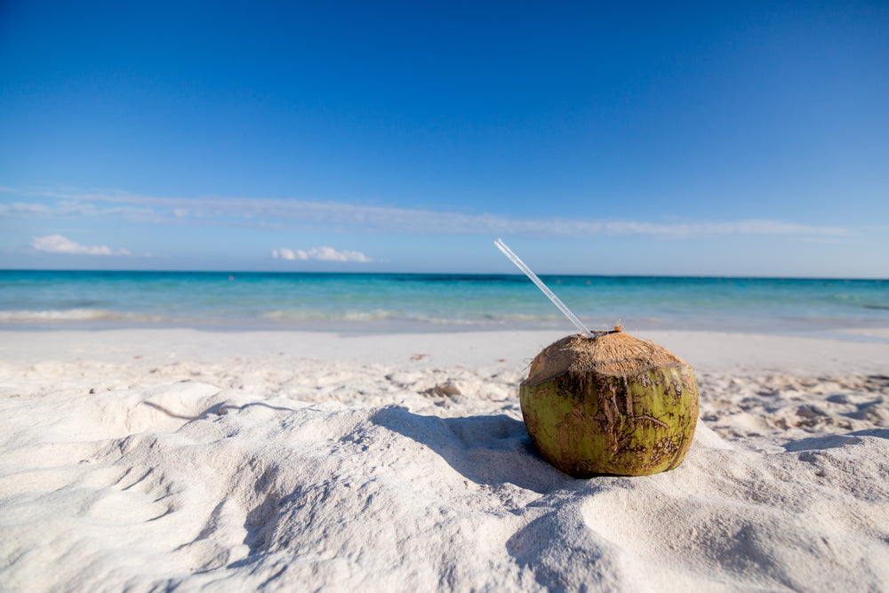 coconut drink on beach