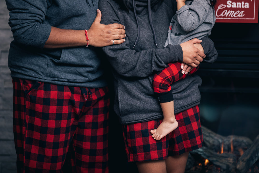 cozy family by the fireplace