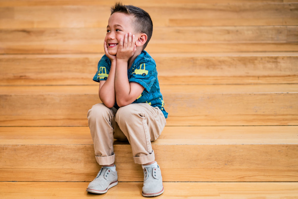 cute kid on steps