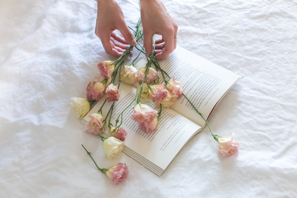 flowers on a book