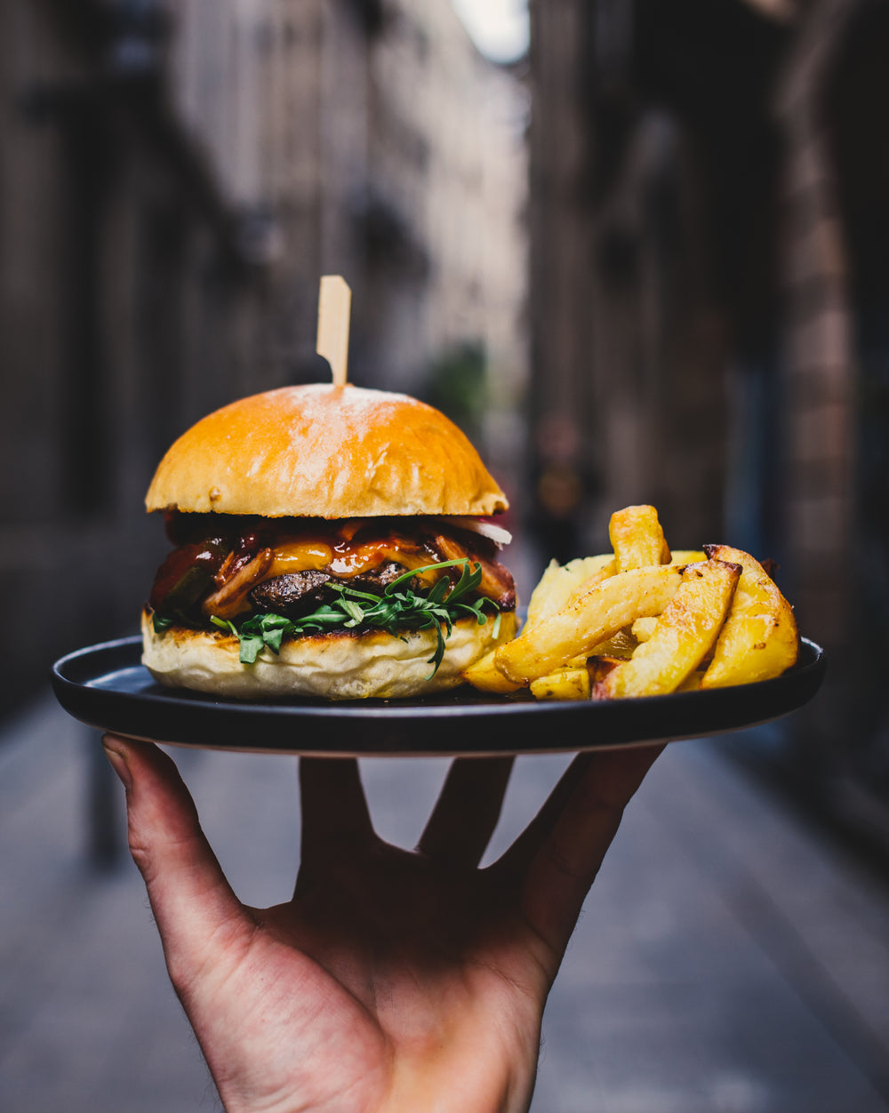 hamburger and fries