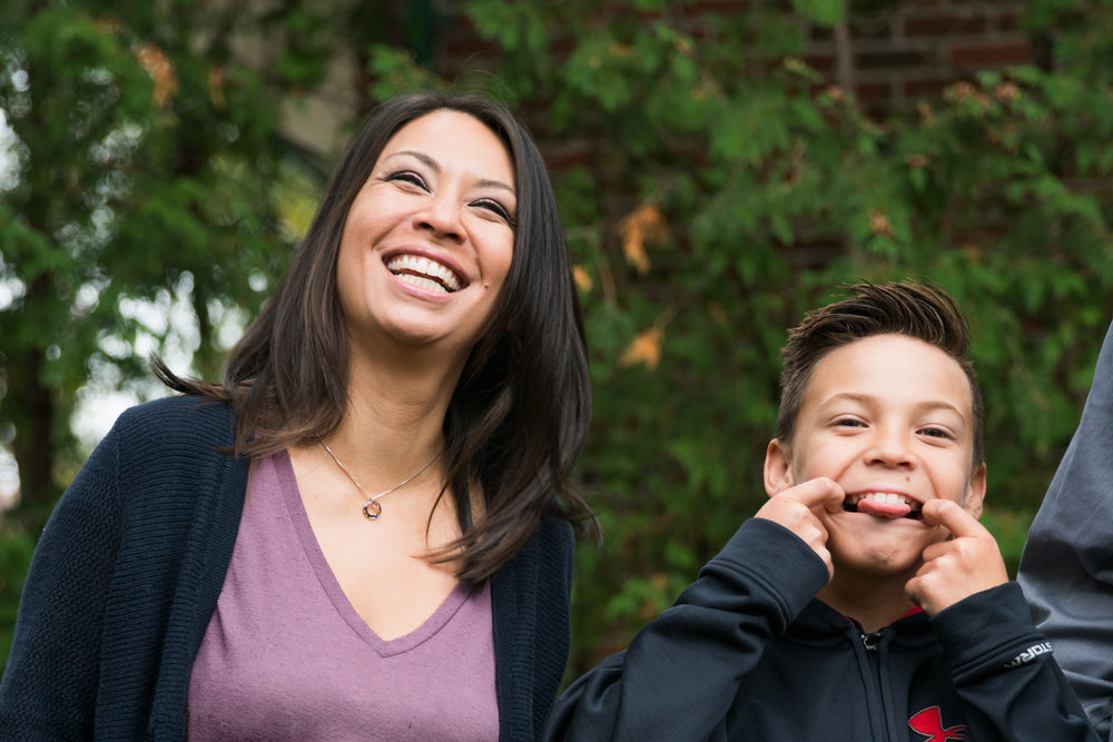 mom and son having fun