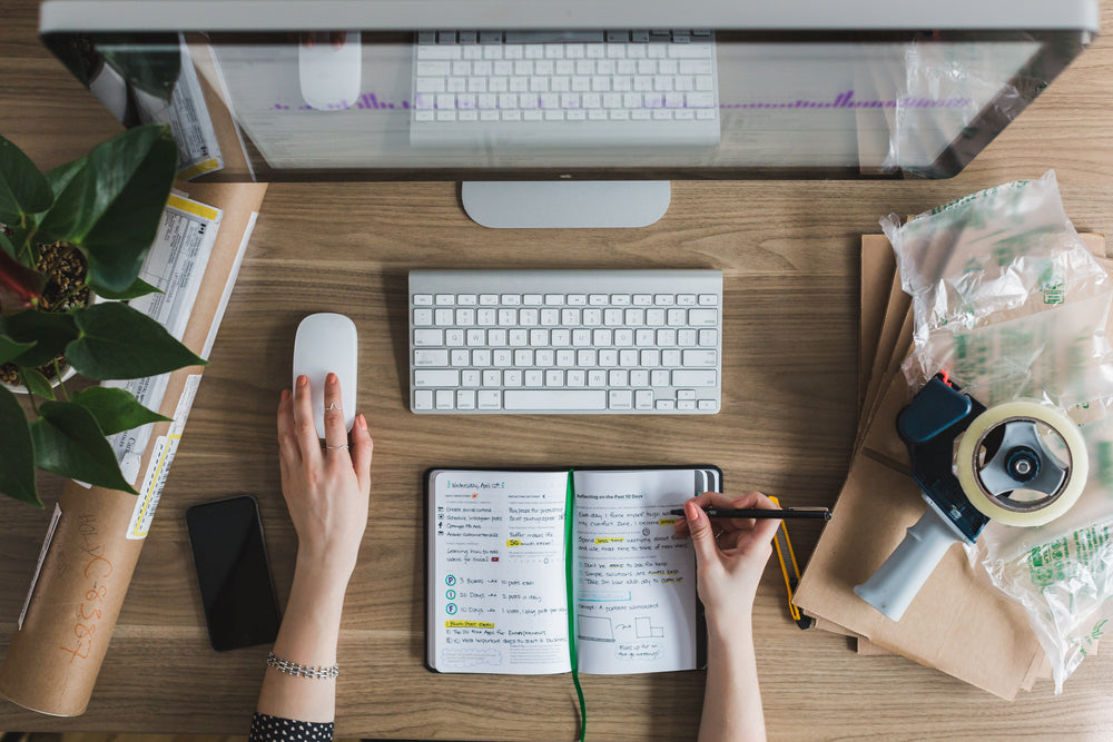 multitasking at desk