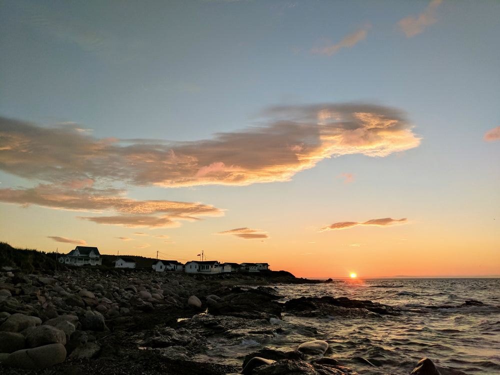 oceanside town at sunset