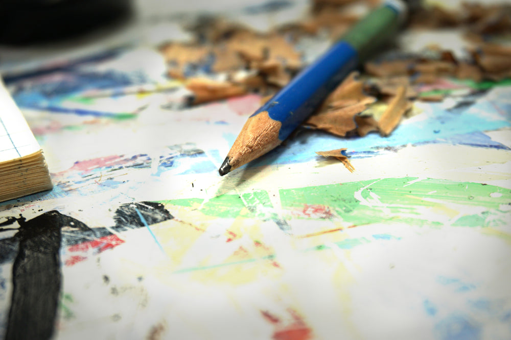 pencil closeup artist desk