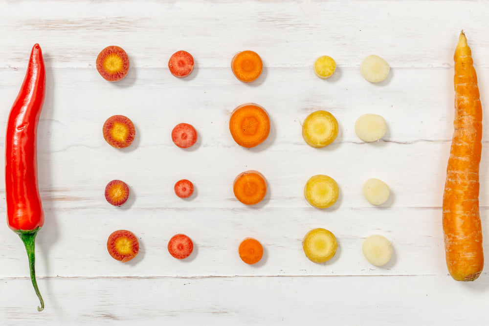 red pepper and carrots flatlay