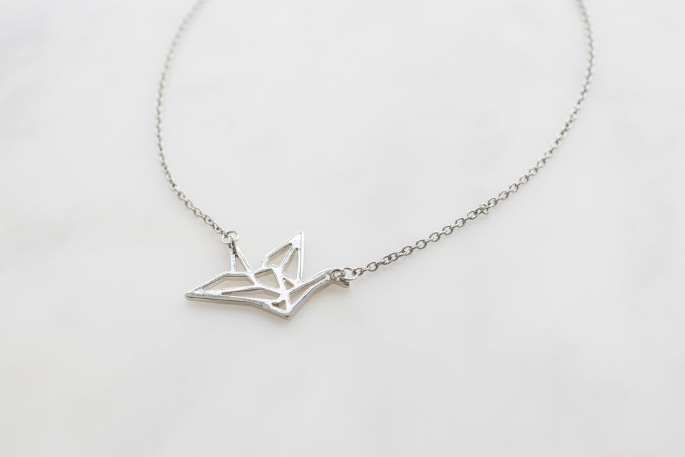 silver origami necklace