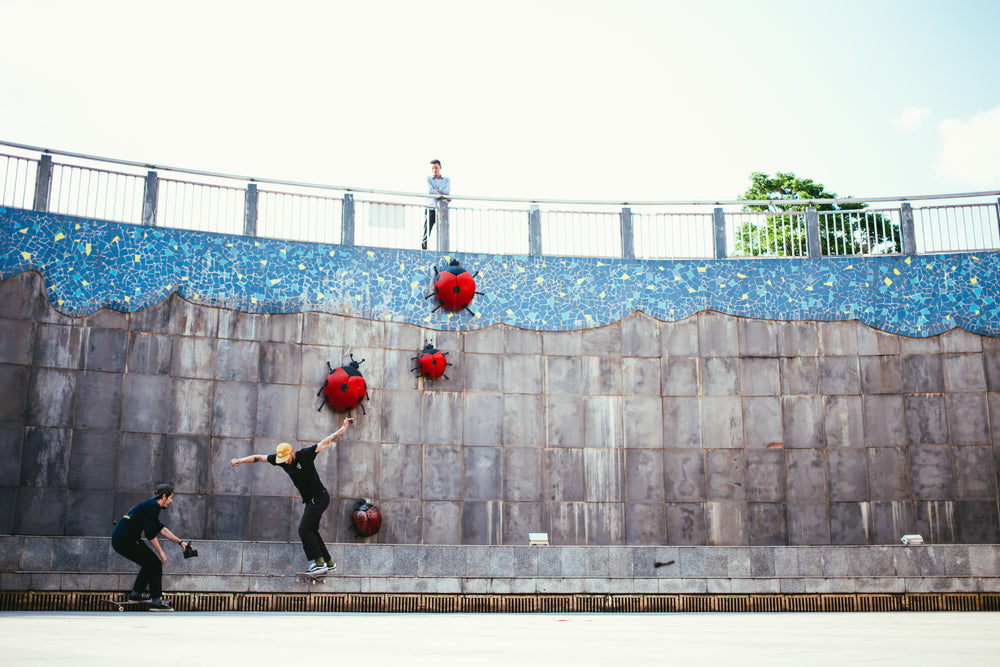 skateboarders & onlooker