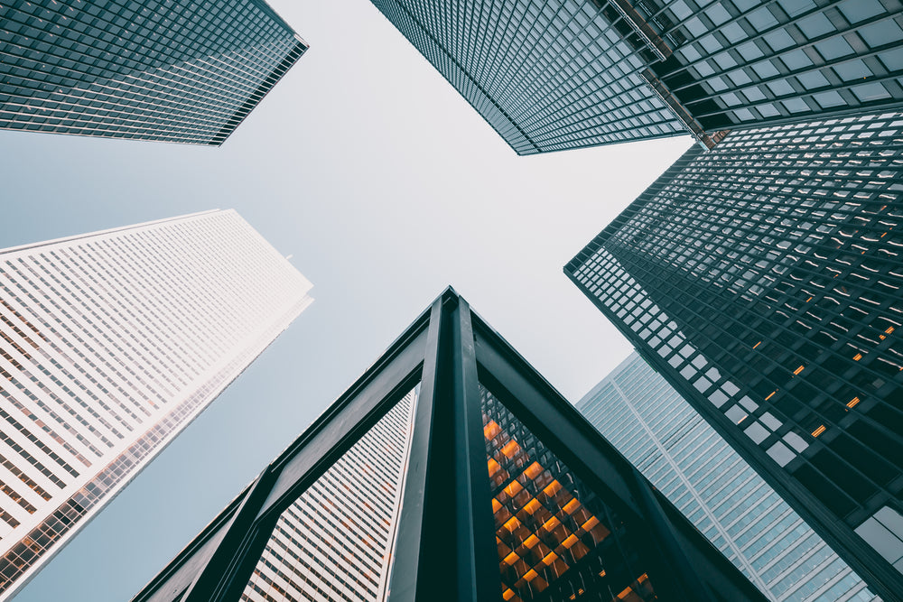 skyscrapers looking up