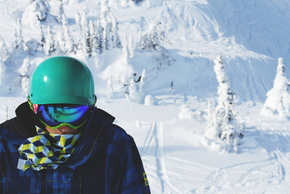 snow boarder on snowy mountain