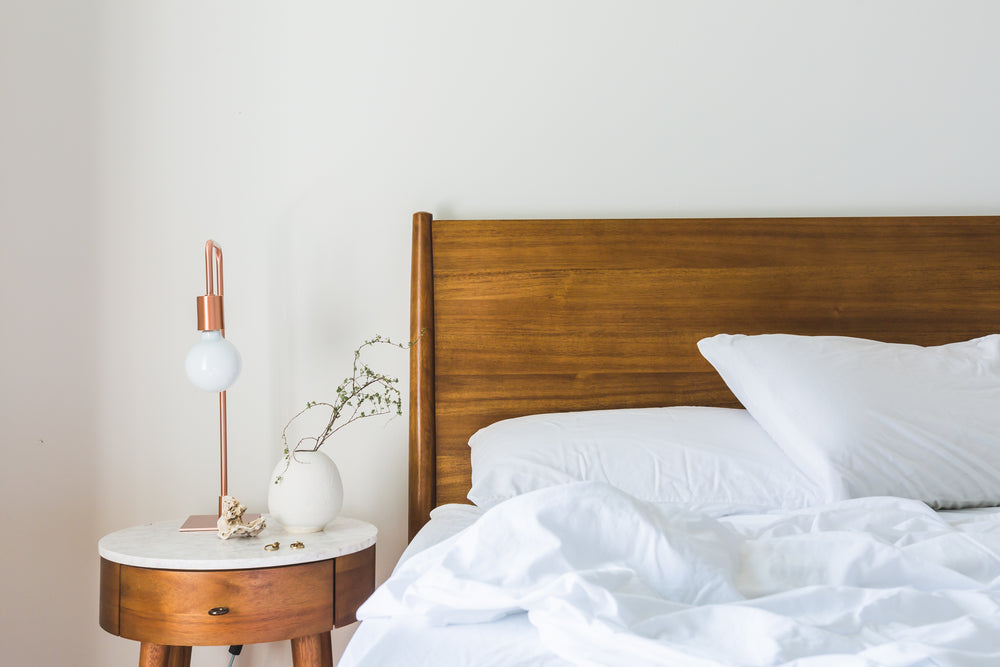 teak headboard & table