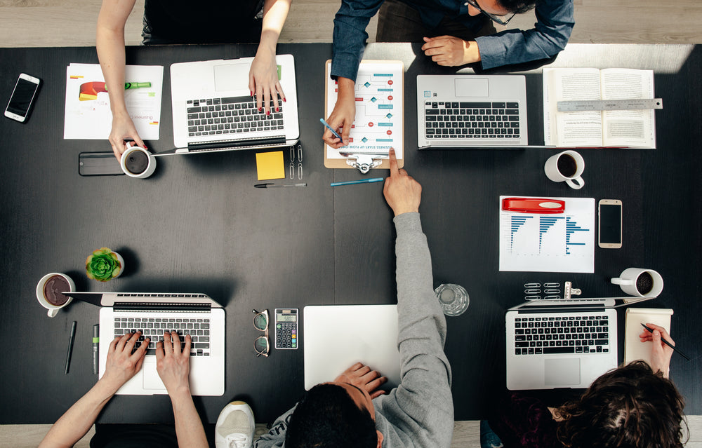 tech group meeting flatlay