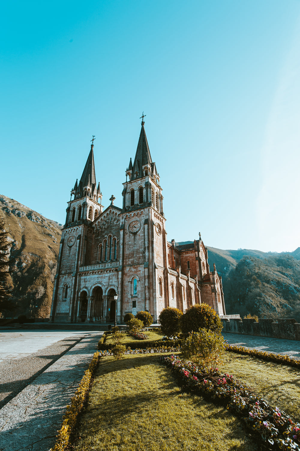 the cathedral hides in the mountains