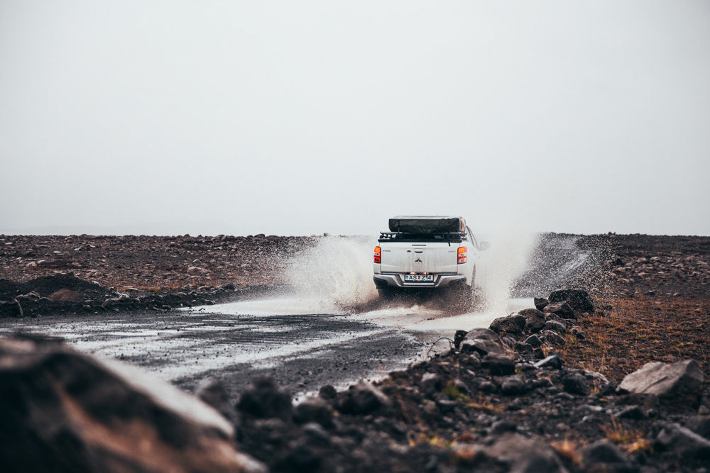 truck splashes on & off road