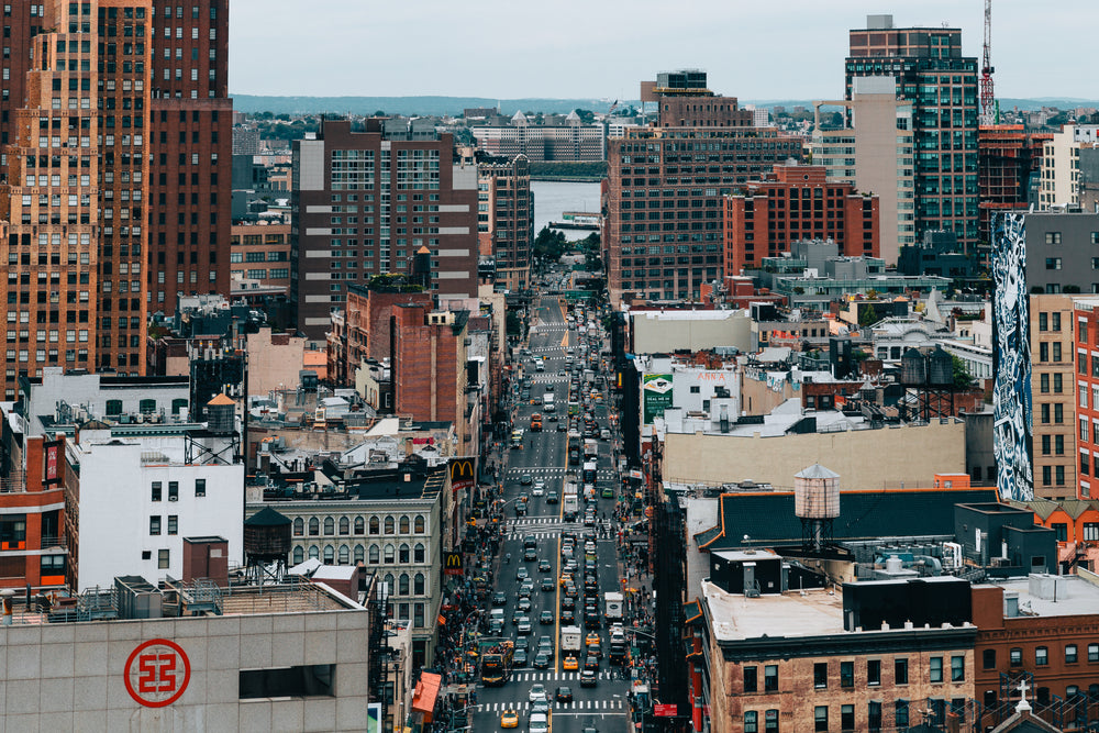 urban buildings with traffic