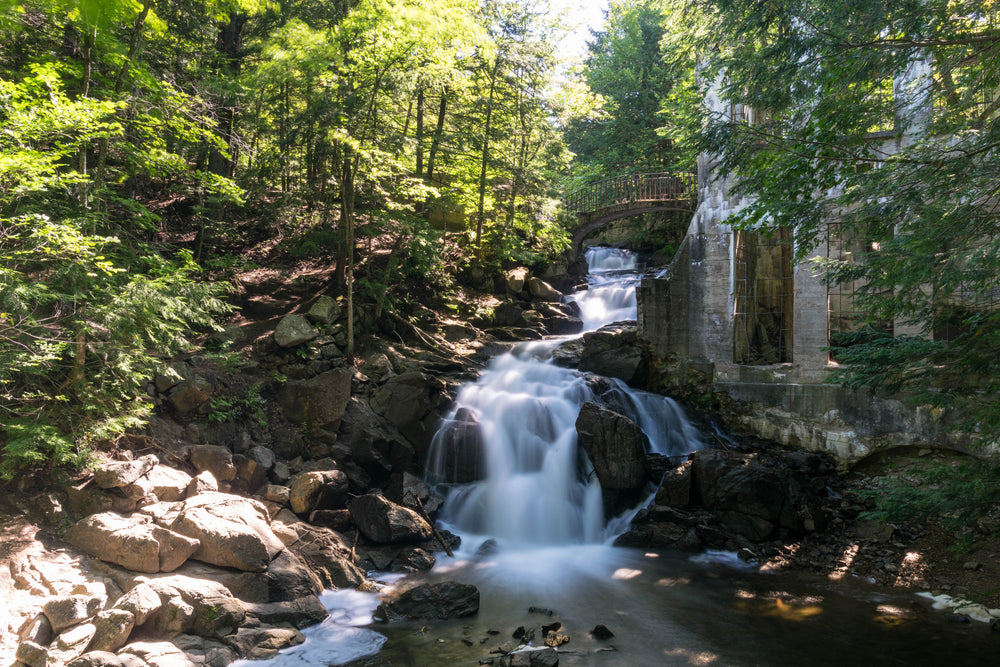 waterfall by ruins