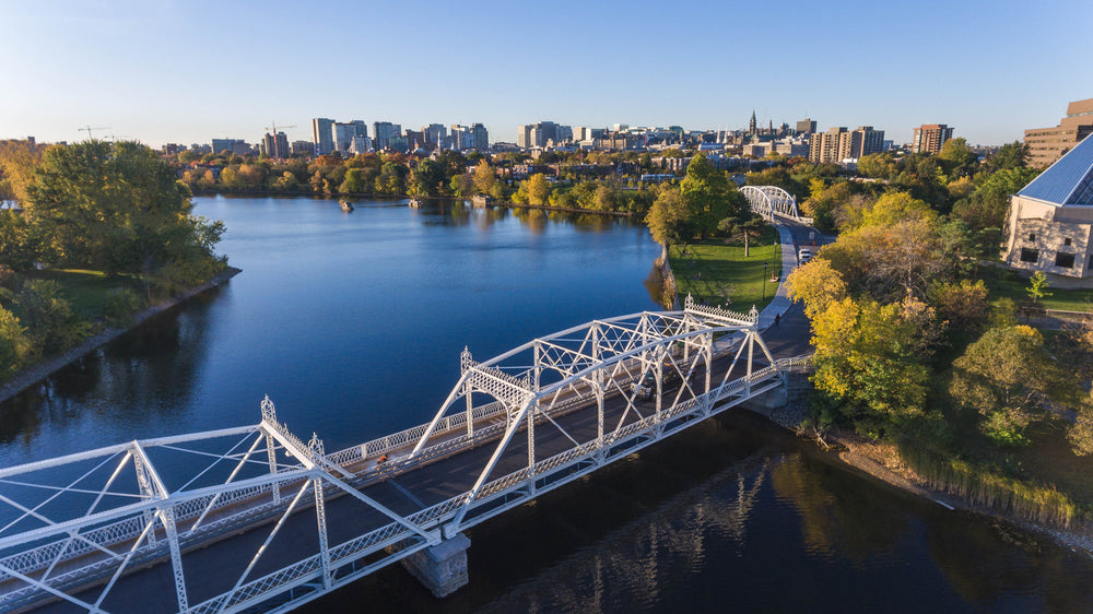 white bridge over calm lake