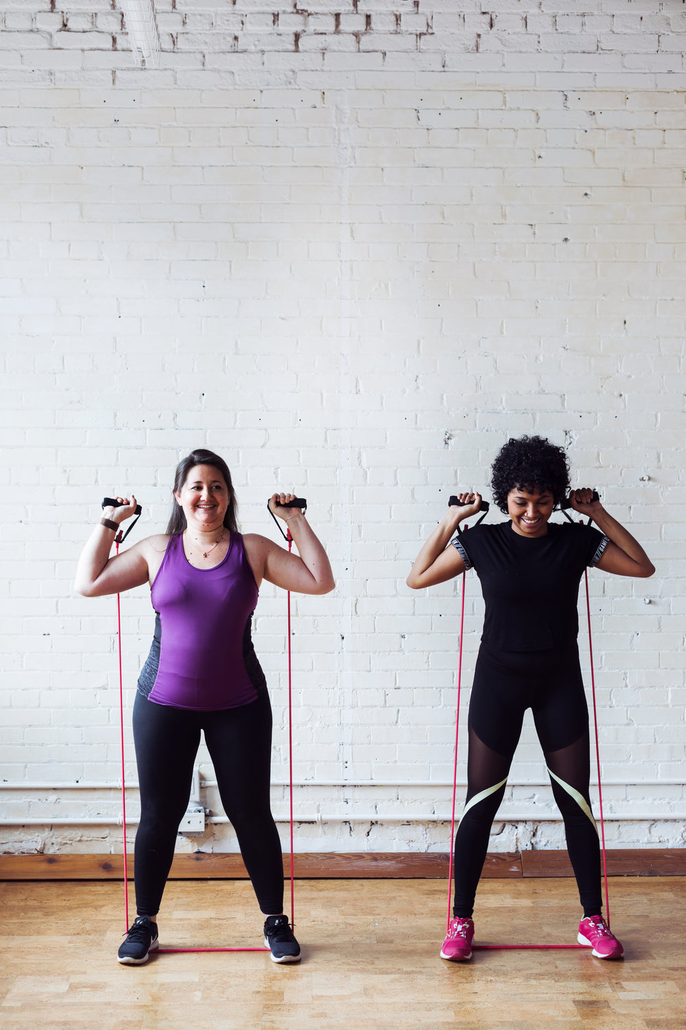 woman strong band exercise