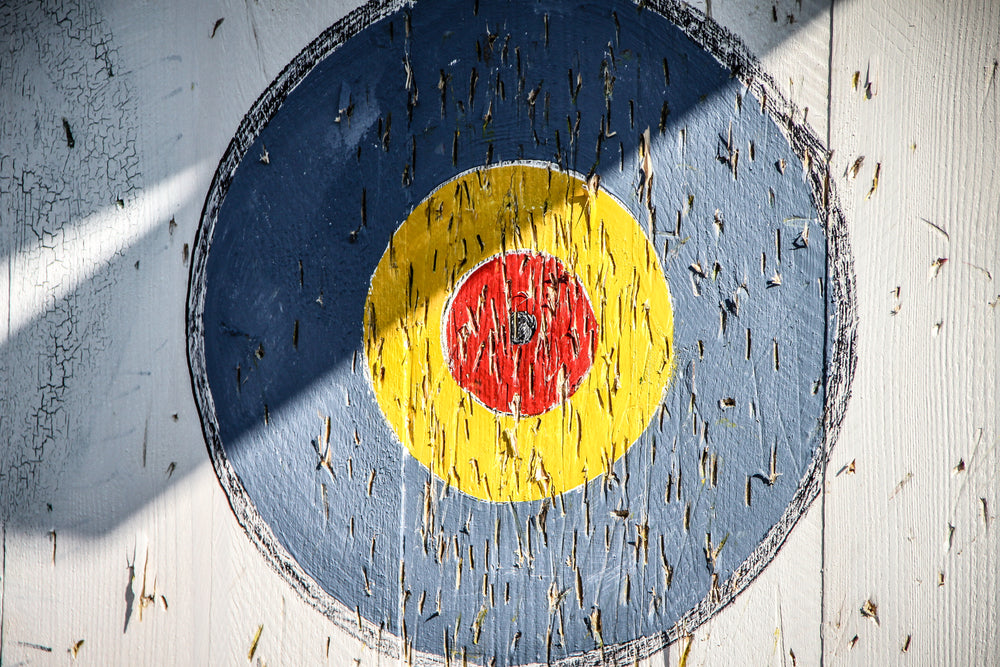 wooden target with marking from previous use